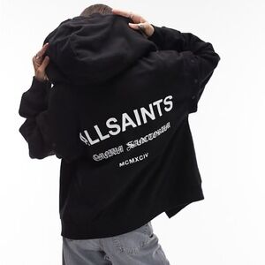 All Saints Omnium Amphia oversized black hoodie XS